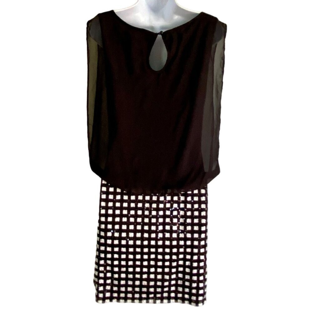 Scarlett Women's Black Sequin Checkered Dress Size 10 - Picture 4 of 11